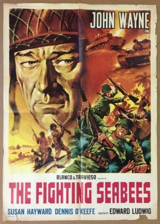 John Wayne Fighting Seabees R60s 20x28 Italian Movie Poster 1519
