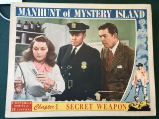 Manhunt Of Mystery Island 1945 Republic 11x14 " Serial Lobby Card Linda Stirling