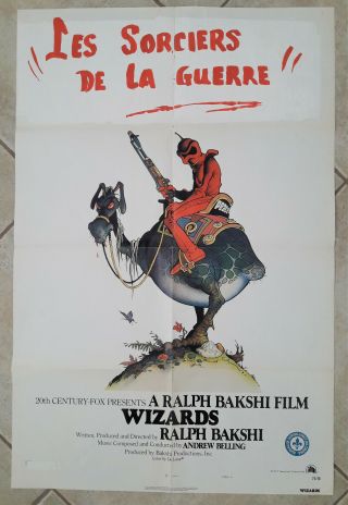 Wizards 1977 Movie Poster 27x41 French Title Painted Over