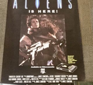 Aliens Movie Poster Sigourney Weaver 1987 Video Store Promo Vintage