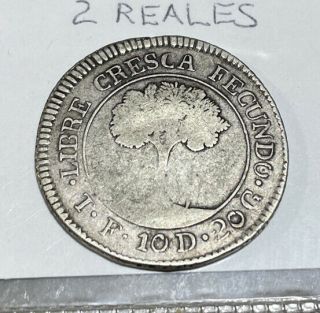 1831 Tf (central American Republic (2 Reales) Silver (honduras) - Very Rare - - -