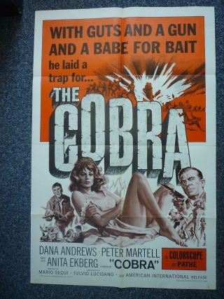 Cobra 1968 American One Sheet Movie Poster Anita Ekberg