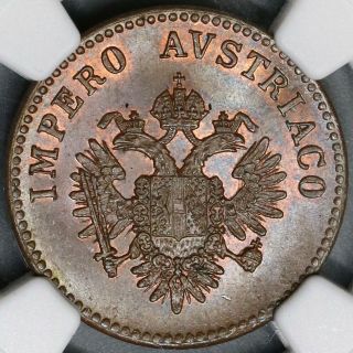 1852 - V Ngc Ms 65 Lombardy Venetia 5 Centesimi State Coin (19031101c)