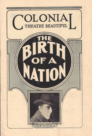 D.  W.  Griffith " Birth Of A Nation " Lillian Gish 1915 Chicago Movie / Film Program