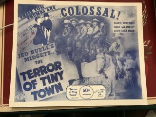 The Terror Of Tiny Town 1988rr 11x14 " Title Lobby 50th Anniversary Autographed