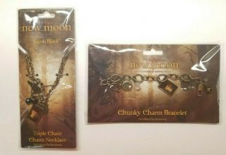 Twilight Moon Jacob Chunky Charm Bracelet & Triple Chain Charm Necklace Neca