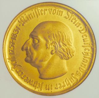 1923,  Germany (weimar).  Large Brass 10,  000 Mark Notgeld Coin.  Top Pop Ngc Ms65