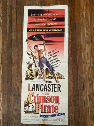 Vintage The Crimson Pirate - 1952 - Movie Poster - Burt Lancaster
