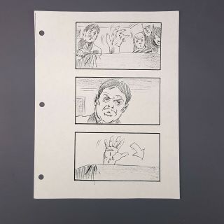 The Addams Family - Production Storyboard - Gomez,  Thing,  Fester & Kids