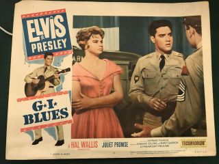 G.  I.  Blues 1960 Paramount 11x14 " Musical Lobby Card Elvis Presley Juliet Prowse