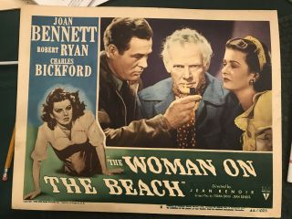 The Woman On The Beach 1946 Rko 11x14 " Crime Lobby Card Joan Bennett Robert Ryan