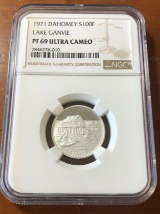 1971 Dahomey Silver 100 Francs Lake Ganvie - Ngc Pf 69 Ultra Cameo