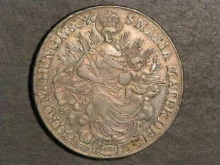 Hungary 1780b 1 Thaler Madonna & Child Silver Crown Xf - Au