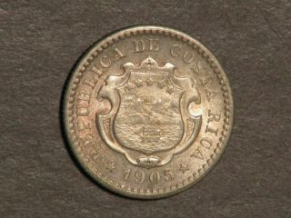 Costa Rica 1905 10 Centimos Silver Unc