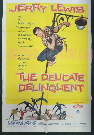 Vintage Poster 1957 The Delicant Delinquent Jerry Lewis 27x41 1 - Sheet