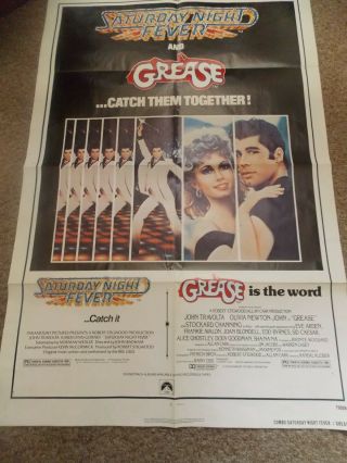 Saturday Night Fever (1977) & Grease (1978 John Travolta One Sht Poster