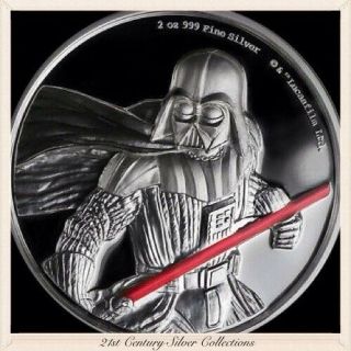 2017 Star Wars Darth Vader 2 Oz High Relief Proof Silver Coin