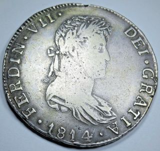 1814 Ga Mr Guadalajara 8 Reales Coin Mexico Spanish Silver Colonial Eight Real