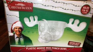 National Lampoons Christmas Vacation Plastic Moose Mug Punch Bowl W/ Ladle