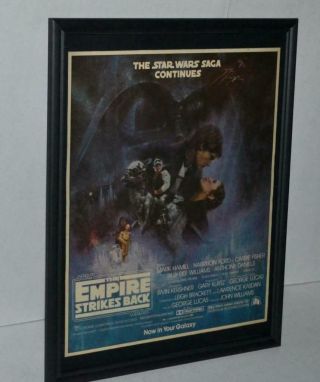 Star Wars 1980 Saga Continues Empire Strikes Back Framed Promotional Poster / Ad