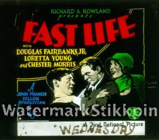 1929 Glass Slide Silent Movie Fast Life Film Douglas Fairbanks Jr William Holden