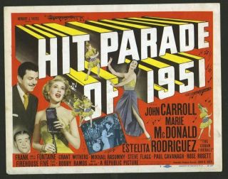 Hit Parade Of 1951 (1950) 8954 John Carroll Marie Mcdonald Title Lobby Card M