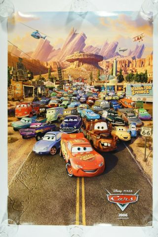 Cars 27x40 Ds Nearmint Rolled Int Teaser Movie Poster 2006 Disney Pixar
