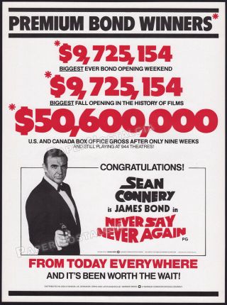 Never Say Never Again_orig.  1983 Trade Ad / Poster_james Bond 007_sean Connery