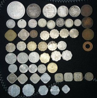 54x India & Ceylon (british Empire) Silver Rupee Coins 1840 - 1973 (read Desc)