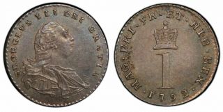 Great Britain.  George Iii.  1792 Silver Penny,  Pcgs Ms63.
