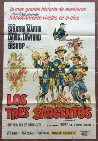 Sergeants 3 One Sheet Movie Poster - Argentina - Frank Sinatra,  Dean Martin,  Rat Pack