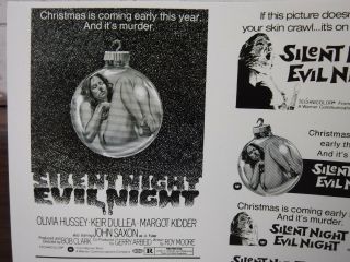 Silent Night Evil Night Movie Mini Ad Sheet Vtg Advertising Poster Film Horror