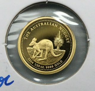 2004 P Australia 1/20 Oz.  $5 Gold Nugget Kangaroo Only 752 Minted