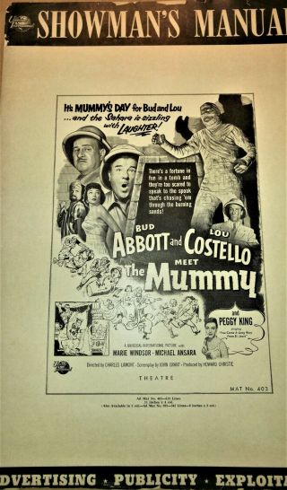 Vintage 1955 Abbott & Costello Meet The Mummy Large Advertising Pressbook