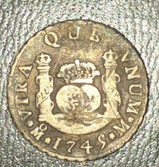 1745mf Philip V Of Spain Silver Coin Mexico 2 Reales Mark Mo Vf,