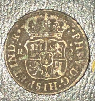 1745MF Philip V of Spain Silver Coin Mexico 2 Reales Mark Mo VF, 2