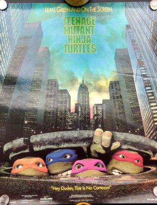 Vintage Teenage Mutant Ninja Turtles Movie Poster One Sheet Theater Promo 2714