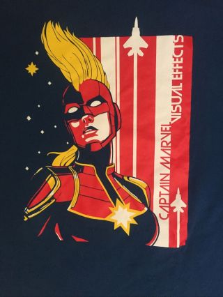 Captain Marvel Visual Effects Cast Crew T - Shirt Large L Mcu Rare