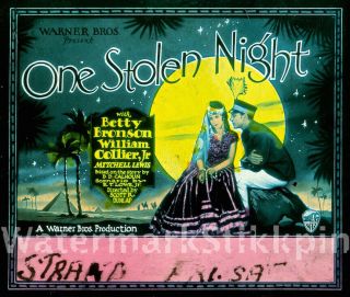 1929 Glass Slide Movie Betty Bronson One Stolen Night Warner Brothers Wb Film