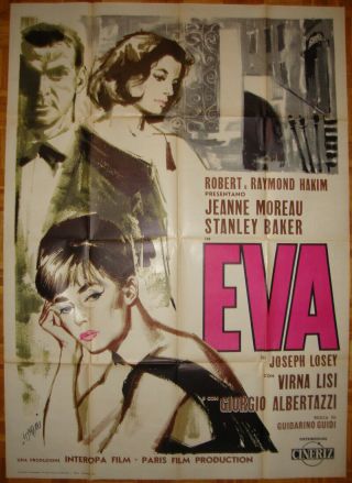 Eva - Joseph Losey - Jeanne Moreau - J.  H.  Chase - Virna Lisi - Art By Symeoni - It 2sh (39x55