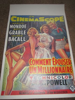How To Marry A Millionaire Movie Poster Rolled 14x21 Marilyn Monroe French