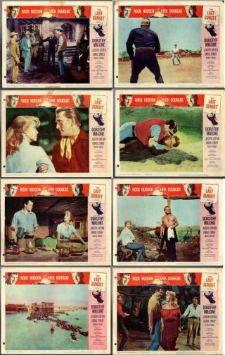 8 Lobby Cards 1961 The Last Sunset Kirk Douglas,  Rock Hudson
