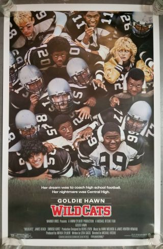 Vintage 1985 Wildcats One Sheet Poster Goldie Hawn Woody Harrelson Football