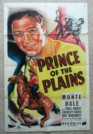 Prince Of The Plains 1949 1sht Movie Poster Fld Monte Hale Ex