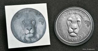 2013 - Ghana 5 Cedis - Africa - Lion,  1oz.  9999 Pure Silver Coin,  Capsule &