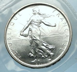 1964 France French Large Silver 5 Francs Coin W La Semeuse Sower Woman I68203