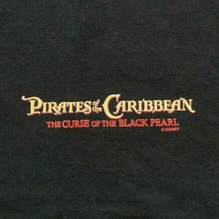 Disney PIRATES OF THE CARIBBEAN 2003 Movie Promo Graphic Black T - Shirt Size L 2