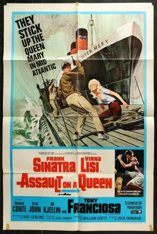 Assault On A Queen Frank Sinatra 1965 One Sheet Movie Poster 27 X 41