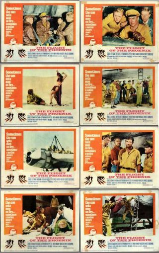 8 Lobby Cards 1966 The Flight Of The Phoenix James Stewart