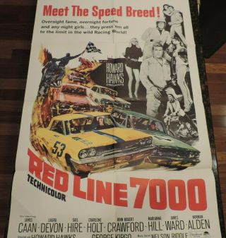 Red Line 7000 One Sheet Movie Theater Poster Stock Car Racing J Caan